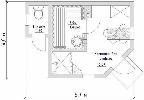Проект сауны «Банька» на 4 человека.